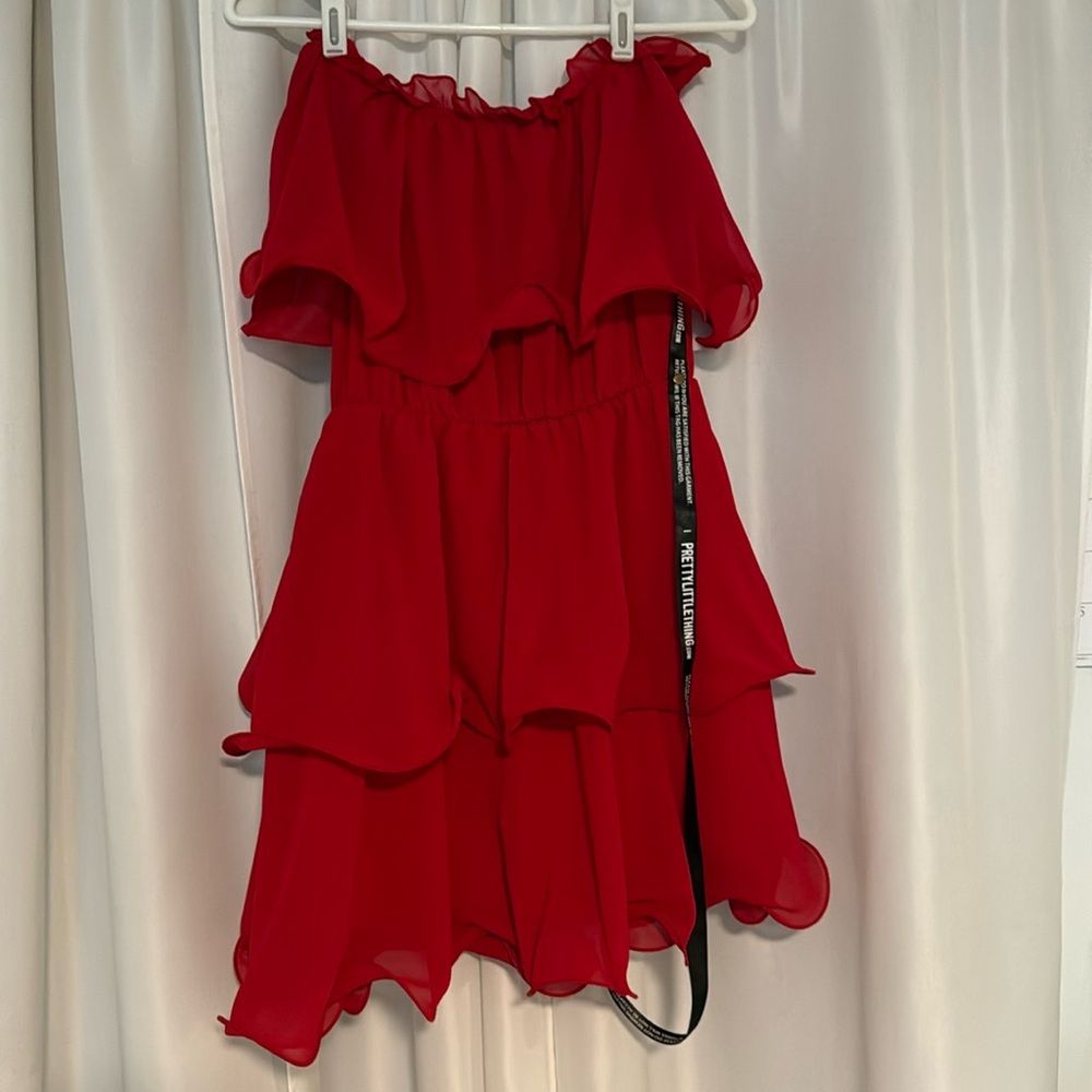 PRETTYLITTLETHING Red Layered Mini Dress